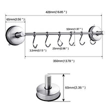 JOMOLA 43,2 CM Cucina Ventosa Portasciugamani con Ganci Scorrevoli Appendiabiti Telo Doccia Bar Organizer 6 Utensili Rimovibili Ganci