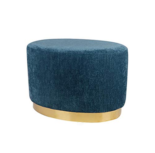 HBING Elegante Moda Arredamento Banco di Scarpe Ottomano Antico Ovale Trucco Sgabello Contemporaneo Imbottito Pouf Poggiapiedi Sgabello Perfetto Dimensioni Sgabello per Soggiorno,Blue