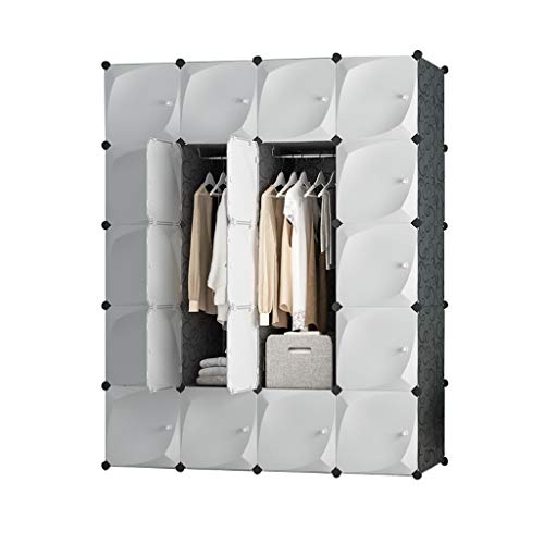 Guardaroba Fai da Te Portatile Armadio Cassa con Appendiabiti for i Vestiti Combinazione Armadio Facile Montaggio e smontaggio (2 Stili) FANJIANI (Size : 147x47x183cm)