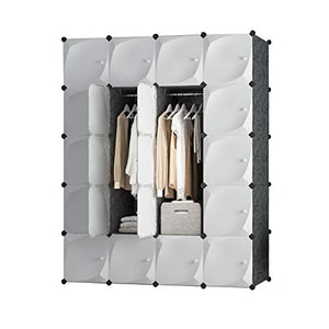 Guardaroba Fai da Te Portatile Armadio Cassa con Appendiabiti for i Vestiti Combinazione Armadio Facile Montaggio e smontaggio (2 Stili) FANJIANI (Size : 147x47x183cm)