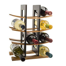 Portabottiglie robusto da 9 bottiglie da appoggio facile da montare portabottiglie per vino in bambù massiccio naturale per espositore da banco bar cucina di casa adatto per bottiglie di champagne