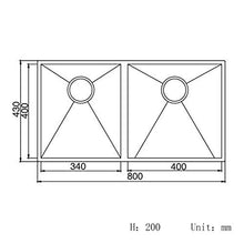 780 * 400mm Lavello a scarico rapido silenzioso a incasso in acciaio inox a doppia vasca Lavabi