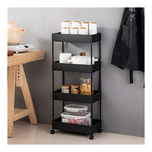 LYM &ripiano di stoccaggio Stoccaggio Carrello, Multifunzione Famiglia Ferro Art Kitchen Shelf da Terra Carrello Trolley -Black 4Tier Scaffale di Finitura