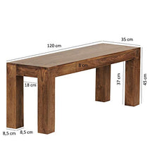 FineBuy Panca da Pranzo 120 cm Legno Massello Sheesham Stile Casa di Campagna | Sala da Pranzo a Panca Marrone | Panca da Cucina Panca da Tavolo da Pranzo