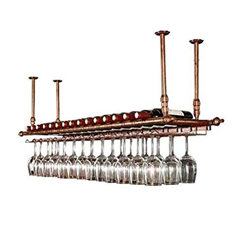 Cremagliera europea del vino appeso creativo vetro, appendiabiti bicchiere di vino, bicchiere di vino a testa in giù vino rack calici, bar appesi portabicchieri ( Color : Brown , Size : 200*30cm )