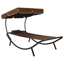 Tidyard Lettino Prendisole, Lettini da Giardino, Sedie a Sdraio da Giardino con Baldacchino e Cuscino Marrone