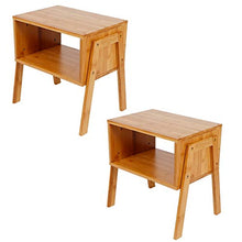 Lyrlody- 2 comodini con vano portaoggetti, impilabile, tavolo da comodino, in bambù, tavolino da salotto, resistente per camera da letto, soggiorno