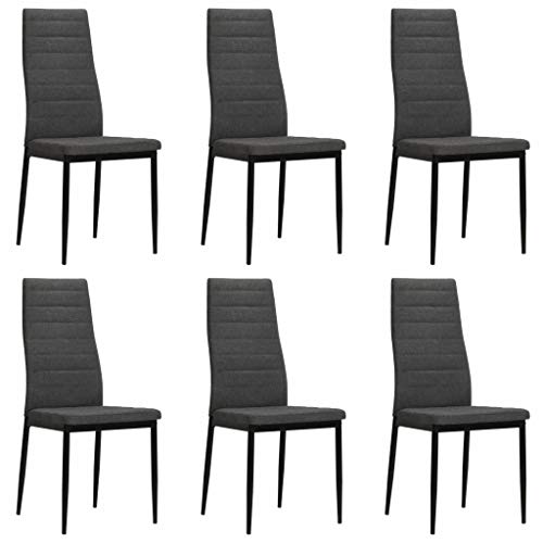 Festnight Set 2/4/6 pz Sedie Sala da Pranzo Moderne in Tessuto Stoffa con Schienale Alto,Sedie da Cucina Tessuto Moderne,Sedie Pranzo Tessuto Moderne 43 x 44 x 96 cm Grigio/Marrone