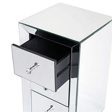 Comodino moderno a specchio, con 3 cassetti, comodino da comodino, comodino, scrivania, divano, comodino, in vetro, per camera da letto, soggiorno, mobili