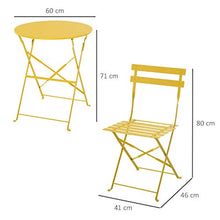Set Tavolino e 2 Sedie Pieghevoli da Giardino in Metallo Giallo
