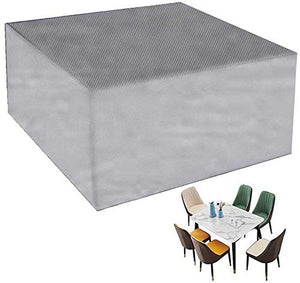 QIANC Copertura Tavolo Esterno, Rattan Mobili da Giardino Set Copertura,Impermeabile e Resistente UV,per Divani e Sedie,205x104x71cm(80x41x28in)-Silver