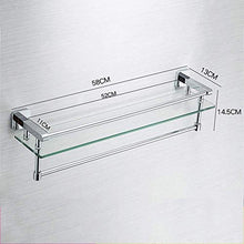 JSONA Mensola in Vetro monostrato per Bagno, toeletta con portasciugamani Bagno Portaoggetti in Rame per Articoli Vari Porta Asciugamani a Parete (Dimensioni: 58 cm)