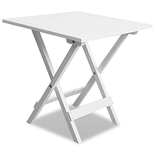 vidaXL Legno di Acacia Tavolino da caffè da Giardino Pieghevole Bianco Tavolo