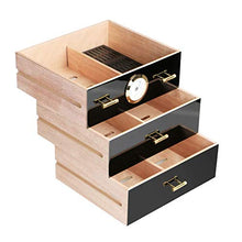 WRJY Humidor per sigari Scatola per sigari, armadietto idratante per sigari in Legno di Cedro con umidificatore e igrometro Temperatura e umidità Costanti Finestra in Vetro Vernice per