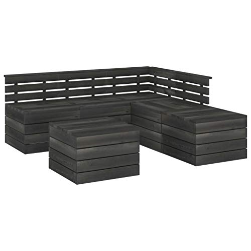 vidaXL Set Divani da Giardino su Pallet 6 pz Legno Pino Grigio Scuro