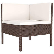 SKM Set Divani da Giardino 6 pz con Cuscini in Polyrattan Marrone (40kg)