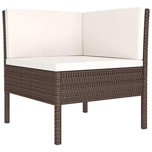 FAMIROSA Set Divani da Giardino 6 pz con Cuscini in Polyrattan Marrone-6783