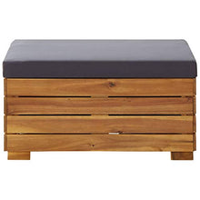 Tidyard Ottomana Poggiapiedi per Divano Modulare da Giardino in Legno Massello di Acacia con Cuscino Grigo Grigio,Penisola per Divano Modulare da Giardino Legno,Ottomana da Giardino 68x68x30 cm