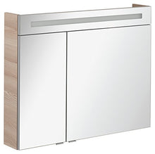Fackelmann B. Clever armadietto a Specchio LED (90 cm) Marrone Alaska in Legno di Frassino, 82976