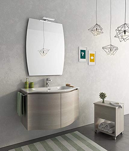 Mobile da bagno Misura: L.85 P.52/35 cm Finitura: Tranche? Chiaro Top: Top Lavabo In Ocritech Con Vasca Integrata - 100% made in Italy