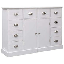 SKM Credenza con 10 Cassetti Bianca 113x30x79 cm in Legno (24.75kg)