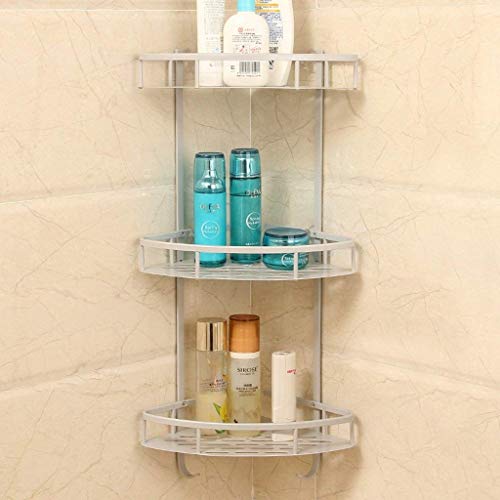 NHLBD Mensola da Bagno, mensola portaoggetti - 3 ° Piano Bagno Rack Grande capacità Doccia Rack Caddy Alluminio dello Spazio d'angolo Bagagli for alberghi partizione da Bagno (Colore: Oro)
