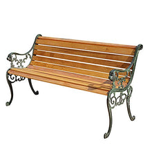 Household Products Panca da Giardino in Legno massello Sedile da terrazza, Panca da Balcone con bracciolo Schienale, Sedia da Giardino con Struttura in ghisa, per Giardino/Veranda/Balcone