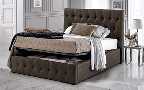Dafne Italian Design Letto Una Piazza e Mezza con Contenitore. Colore Marrone Scuro. (140 x 212 x 116)
