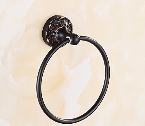 MBYW Portasciugamani Moderno e Minimalista Alto carico Portasciugamani Elegante da Bagno Mensola portaoggetti Portasciugamani Intagliato Spazzolato Antico Nero Europeo Rame, A