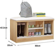 YANG Wooden Shoe Rack Cambio di Scarpe Panca da Letto Imbottito poggiapiedi Bagagli Petto Guardaroba Dressing Table Sgabello Ottomana 80X32X42.2CM