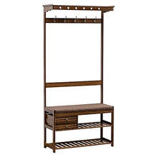 3 in 1 Bamboo Hall Tree Ingresso cappotto appendiabiti, 3 Tier Shoe Rack Panchina, Cappello Bag Sciarpa Rack, portaombrelli Magazzinaggio All In One effetto legno Accent Furniture per il corridoio