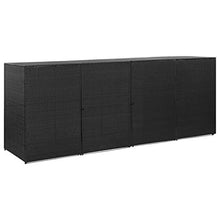 Oushome Copribidone Quadruplo Spazzatura Nero 305x78x120 cm Polyrattan