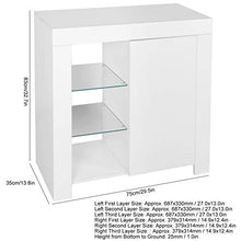 Credenza Cucina con 1 Ampio Scomparto e 1 Ripiano a 3 Ripiani, Credenza Soggiorno,Mobiletti con Luce a LED per Sala da Pranzo e Soggiorno, 75 x 35 x 83cm