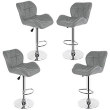 Flyelf Sgabello da Bar, Regolabile in Altezza(91-111cm),Sgabello Alto con Schienale per Cucina Bar (Grigio, 4pcs)