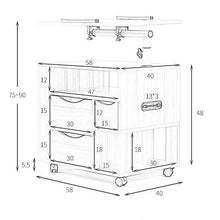 XIAOPENG Tavolo Portatile Multifunzionale in Altezza Regolabile con Cassetti Comodino Mobile e Sollevabile Comodino Salvaspazio Scrivania con Ruote