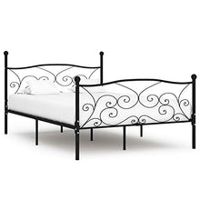 Tidyard Giroletto con Doghe Nero in Metallo 160x200 cm,Telaio Struttura per Letto Testiera