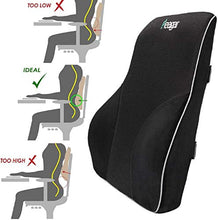 Feagar Cuscino Lombare, Cuscino Postura, Cuscino Schiena per Auto Sedia Ufficio Divano Sedia a Rotelle, Cuscino Lombare con Rivestimento Removibile e Lavabile, Cinghie Regolabili, Nero