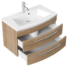 Posseik Rima - Lavabo in Legno di Rovere Sonoma, 82 x 48,5 x 54 cm