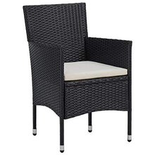 SKM Set Mobili da Pranzo per Giardino 3 pz Nero Polyrattan e Vetro