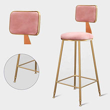 YS Sedia Sgabello da Bar Sedile Bar, per il Tempo Libero Arte Moderna in Ferro Schienale Floccato Cucina Nordica Rustica Cucina da Pranzo con Poggiapiedi,Bianca,65 cm