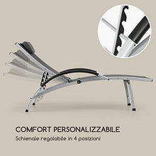 blumfeldt Sun Valley - Lettino Prendisole, con Cuscino, Pieghevole, Struttura in Alluminio, Schienale Regolabile in 4 Direzioni, Materiale: 70% PVC, 30% Poliestere Comfort Mesh, Grigio