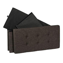 Relaxdays Cassapanca Contenitore, Capiente Panca Imbottita, Pieghevole con Separatore, 84 L, Ingresso, Marrone-Grigio, Pannelli MDF, Tessuto, gommapiuma, 38,5 x 76 x 37 cm