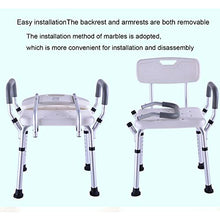 TOYS Sedile da Doccia con Schienale Ausilio da Vasca, Sgabello Bagno in Alluminio, Altezza Regolabile Sedile Doccia Sedia Vasca Ausilio per Anziani, Piedini in Gomma Antiscivolo