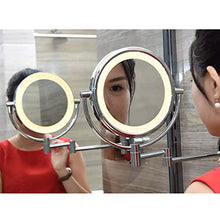Specchio per Il Trucco Specchio a sfioramento dimmerabile Specchio bifacciale Specchio da Trucco Girevole a 360 ° Specchio da Bagno Portatile da Barba a Batteria