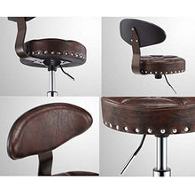 Rotazione Sedia Sgabello Schienale Sgabello da Lavoro Regolabile di Disegno con Ruote per Massaggio Salone Spa Salone di Bellezza per Parrucchiere Manicure Tattoo Therapy Schienale,DarkBrown