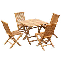 CGBF-Set di Mobili da Giardino in Teak Resistente alle Intemperie,Set Bistrot in Legno Vivente,Tavolo e Sedie Pieghevoli per Terrazze e Balconi,D