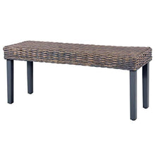 vidaXL - Panchina in rattan e legno di mango, 110 cm, colore: Grigio naturale Kubu