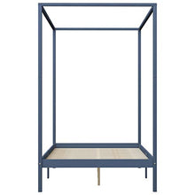 Tidyard Struttura Telaio Letto Giroletto Matrimoniale in Legno Massello di Pino Grugio con 4 Cassetti e Baldacchino 140x200 cm,Letto con Cassetti,Letto con Tetto,Letto con Baldacchino