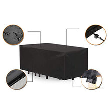 Nai-storage Copritavolo da Giardino Impermeabile Resistente 420D Oxford Tessuto Antivento Anti-UV Copri Tavolo da Giardino 242 x 162 x 100 cm (Color : Black)