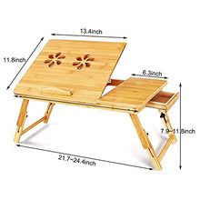 Tavoli da picnic Tavolo pieghevole, natura Bamboo Tavolo per computer portatile Semplice Computer Scrivania con ventilatore per letto Divano Pieghevole Regolabile Scrivania per laptop regolabile sul l